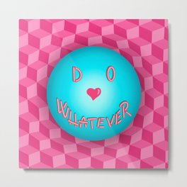 Do Whatever - Warped 3D Checkers -  Metal Print | Geometrical, Magenta, Emoticon, 3D, Pink, Bright, Checkers, 70S, Retro, Warped 
