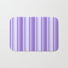 [ Thumbnail: Purple and Lavender Colored Striped Pattern Bath Mat ]