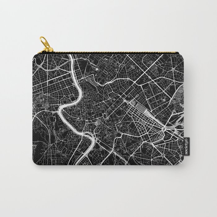 Rome, Italy, City Map - Black Carry-All Pouch