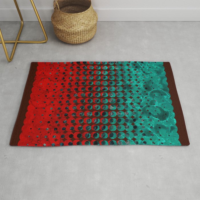 Green and Red Geometric Design Rug