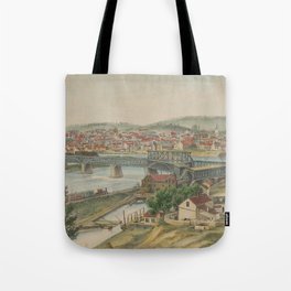 Vintage Pictorial Map of Easton PA (1862) Tote Bag