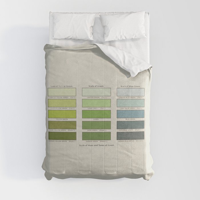 Mark Maycock's Scale of hues and tones of green from 1895 (vintage remake)  Comforter by Coloria Society6