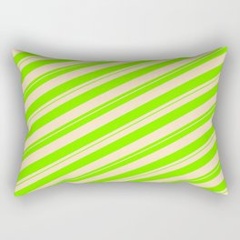 [ Thumbnail: Chartreuse and Bisque Colored Striped/Lined Pattern Rectangular Pillow ]