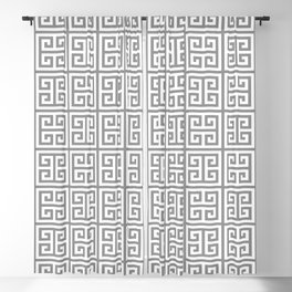 Greek Key pattern - Greek fret design , grey, white Blackout Curtain