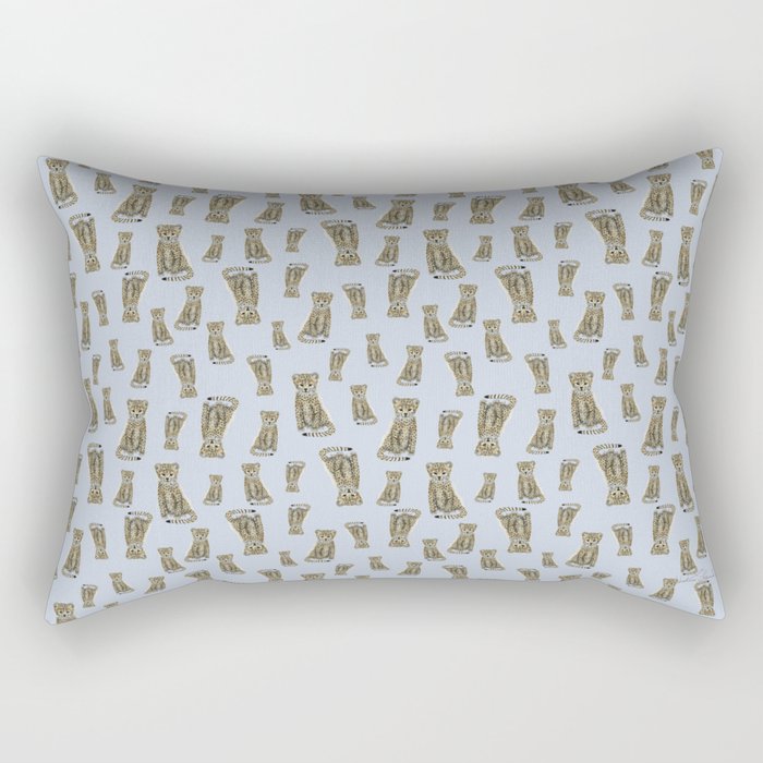 Sahara Cheetah Cub Pattern~Blue Rectangular Pillow