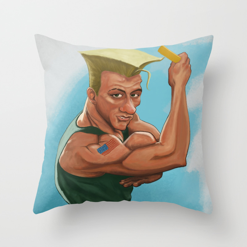 Jean Claude Van Guile Street Fighter Throw Pillow By Bojangligorevic Society6