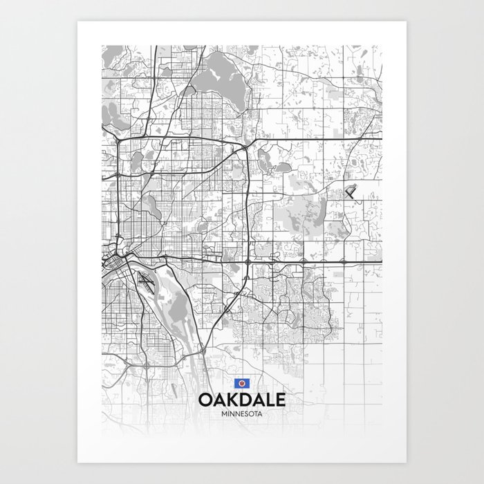 Oakdale, Minnesota, United States - Light City Map Art Print