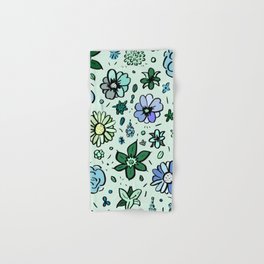 floral pattern in cool green Hand & Bath Towel
