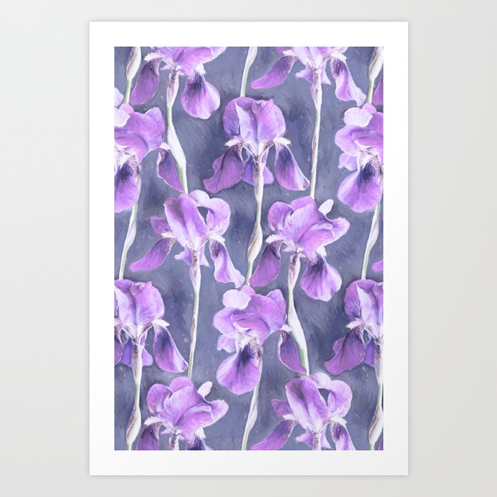 Simple Iris Pattern in Pastel Purple Art Print