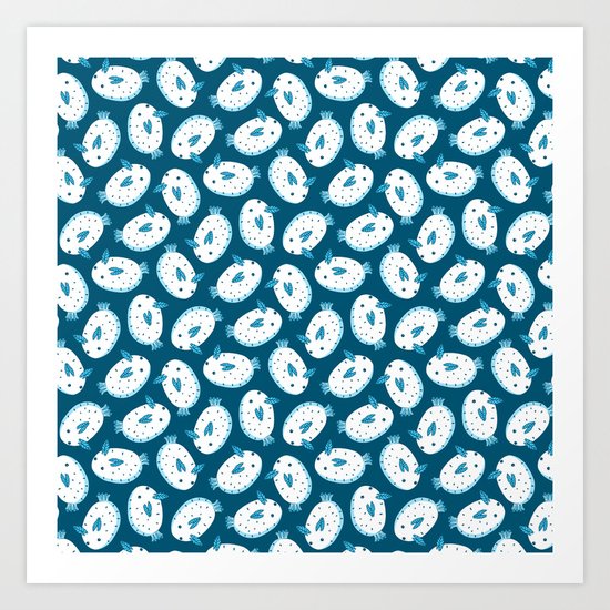 Sea Bunnies_Blue Art Print