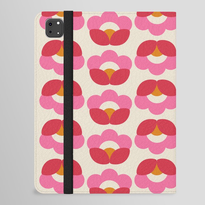 Flowers geometry - retro pink and crimson pattern iPad Folio Case