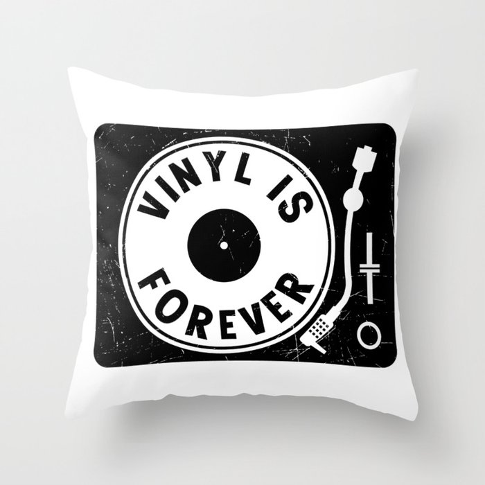 Vinyl Is Forever Retro Music Throw Pillow