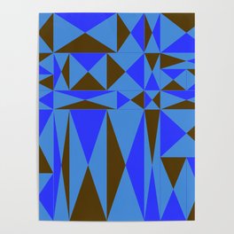 Abstraction_GEOMETRIC_BLUE_TRIANGLE_PATTERN_POP_ART_1130A Poster