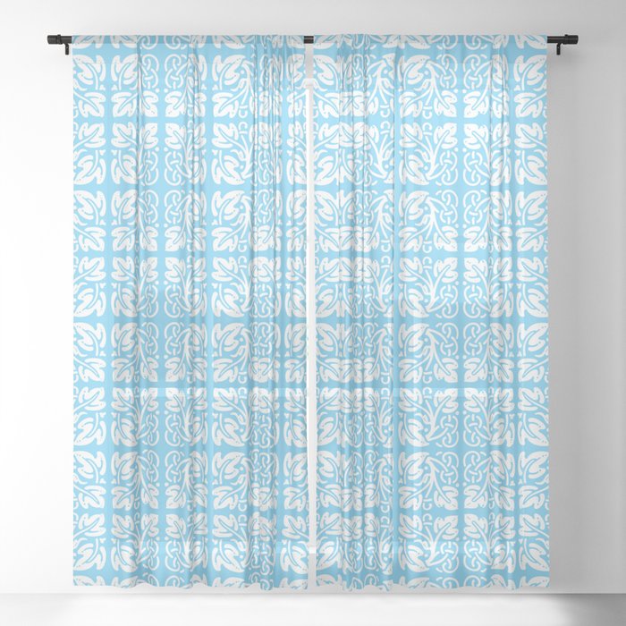 Flower and Leaf Pattern Sheer Curtain