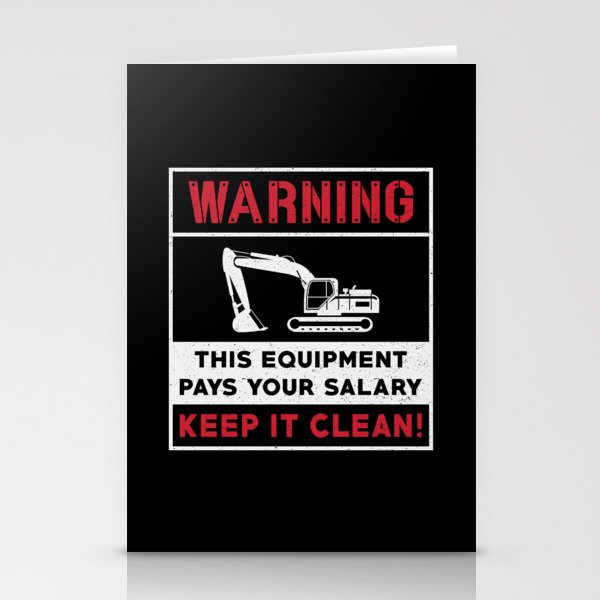 Excavator Warning This Equipment Construction Stationery Cards