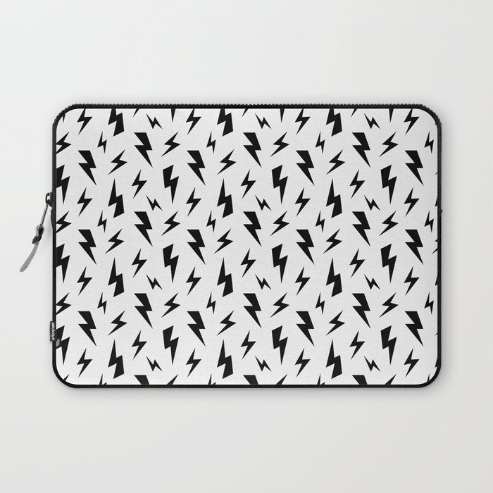 Lightning Bolts - Black on White Laptop Sleeve