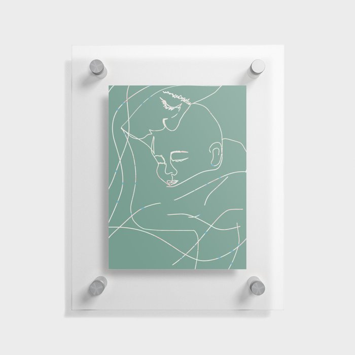 Mother and Baby Line Drawing Floating Acrylic Print
