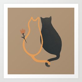 Abstraction minimal cat 15B love meow Art Print