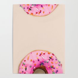 Donuts with pink frosting and sprinkles portrait art painting for kitchen, dining room, and home and wall decor Poster