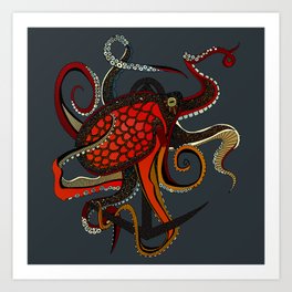 octopus ink gunmetal Art Print