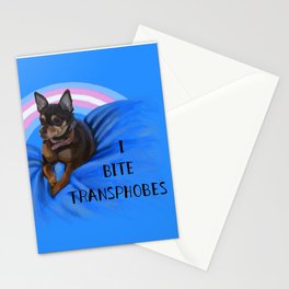 I Bite Transphobes-blue Stationery Card