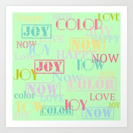 Enjoy The Colors - Colorful Typography modern abstract pattern on pale mint green color Art Print