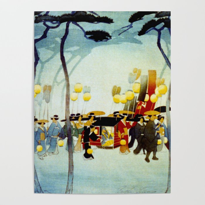 Japanese Covered Litter and Lanterns Poster