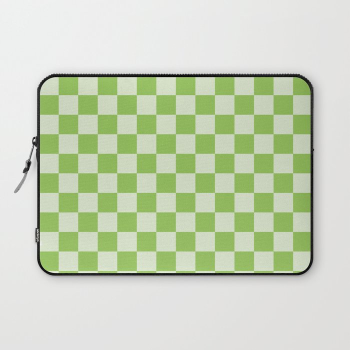 Checkerboard Mini Check Pattern Lime Green Laptop Sleeve