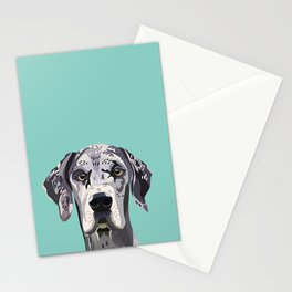 Great Dane pet portrait art print and dog gifts Stationery Card