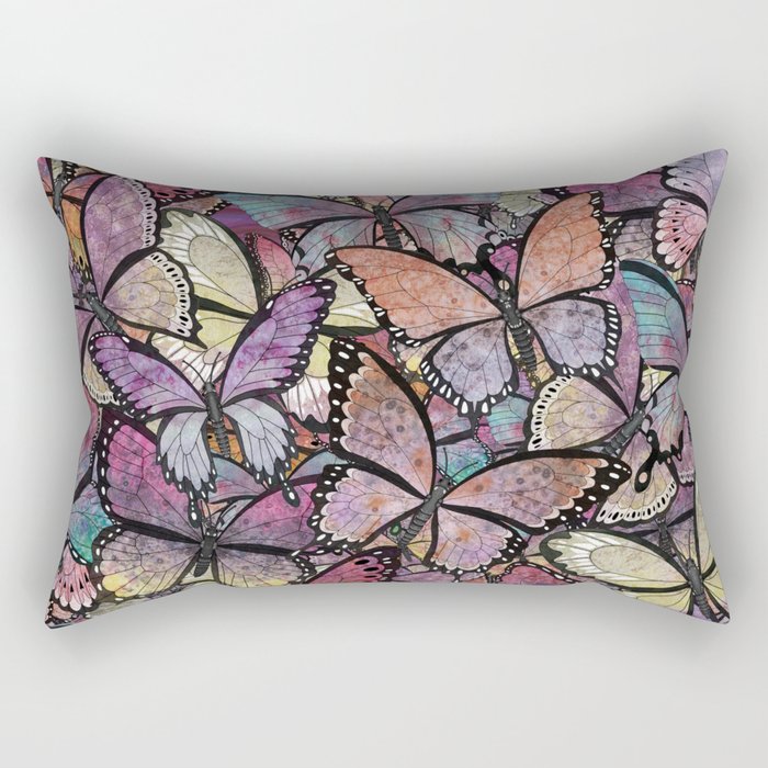 butterflies aflutter rosy pastels version Rectangular Pillow