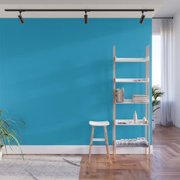 Curious Blue Solid Color Popular Hues Patternless Shades of Blue Collection - Hex #18A8D8 Wall Mural