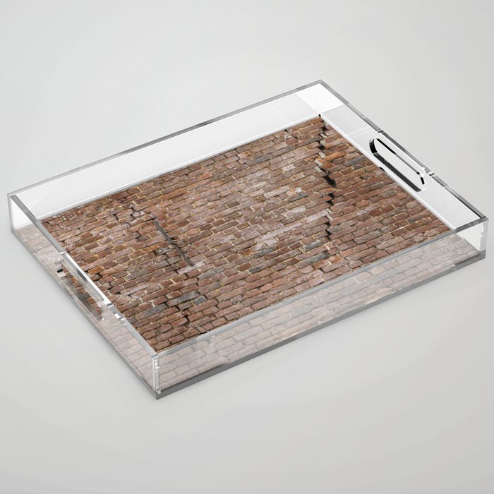 Large worn out brick wall background with large cracks Acrylic Tray