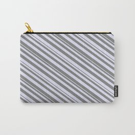 [ Thumbnail: Grey & Lavender Colored Striped Pattern Carry-All Pouch ]