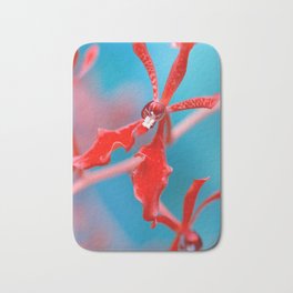 Orchid In Varitone Red And Blue  Bath Mat