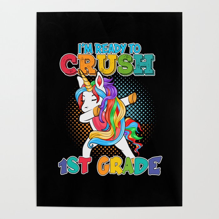 Unicorn girl 1st grade back to school Poster