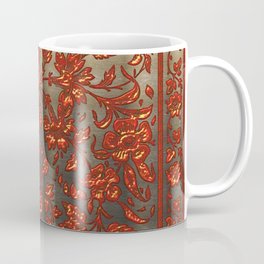 Vintage Indian Pattern | Red Flowers on Gold Metallic Coffee Mug