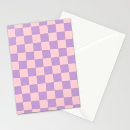 Checker Pattern 343 Pink and Lilac Stationery Card