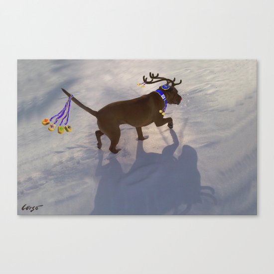 "DREIDEL, DREIDEL, DREIDEL ...Hanukkah PLaY-Do'LPH" from the photo series, "My dog, PLaY-DoH" Canvas Print