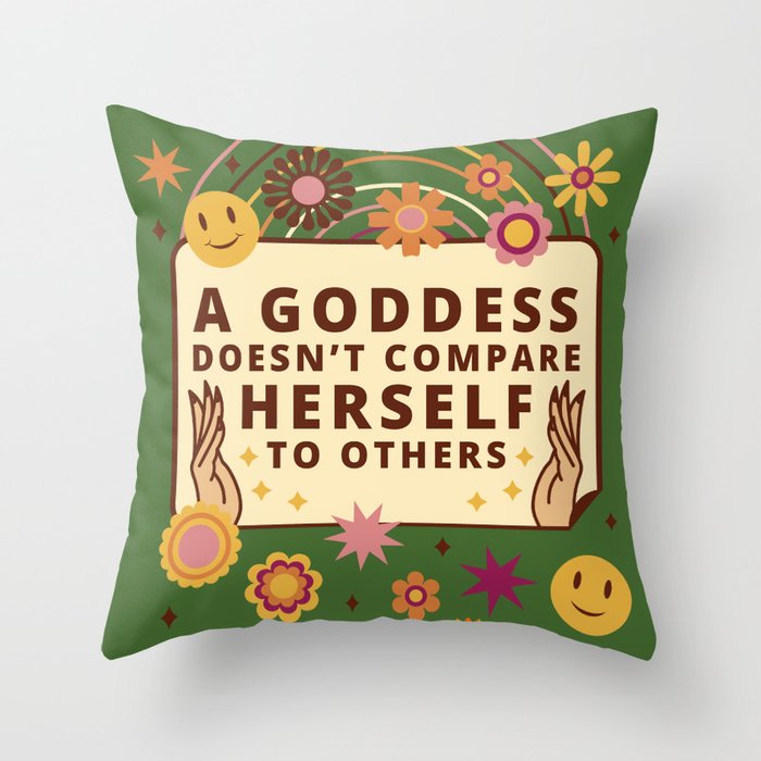 Elegant Fuck It Quote with Retro Spring Floral Vintage Art on Green Throw Pillow