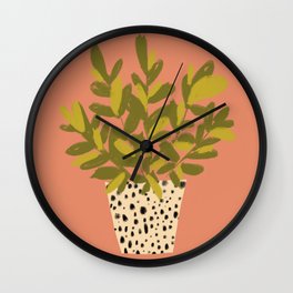 ZZ Plant Art on Terra cotta background Wall Clock