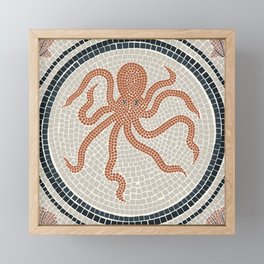 Greek Octopus Mosaic Framed Mini Art Print