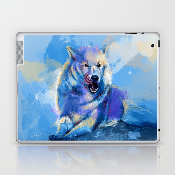 Awaken the Wolf - wild animal illustration Laptop & iPad Skin