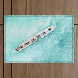 Beach Coast Art Print, Shipwreck Print, Aerial Photography, Printable Wall Art, Ocean Wall Art Outdoor Rug