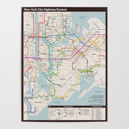 New York City Highway Diagram Poster