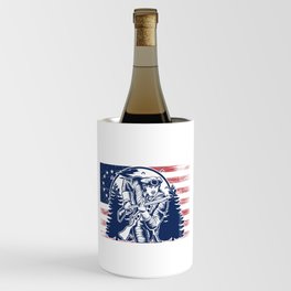 Distressed Minuteman Patriot Soldier 13 Star Flag Wine Chiller
