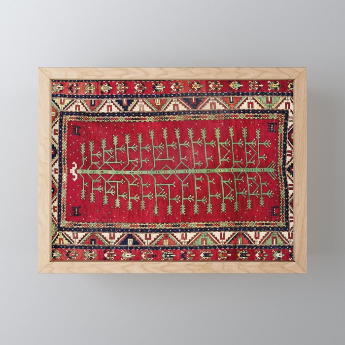 Kazak  Antique Caucasian Rug Print Framed Mini Art Print