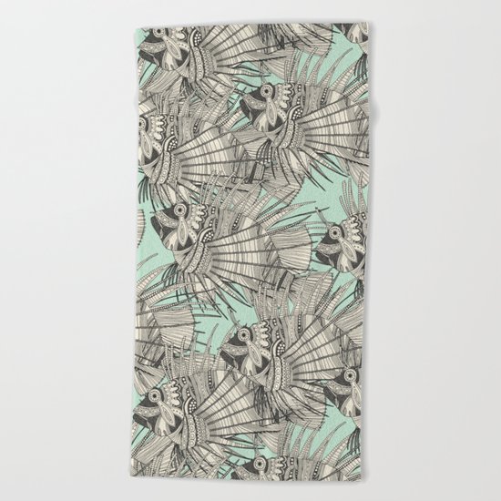 fish mirage mint Beach Towel
