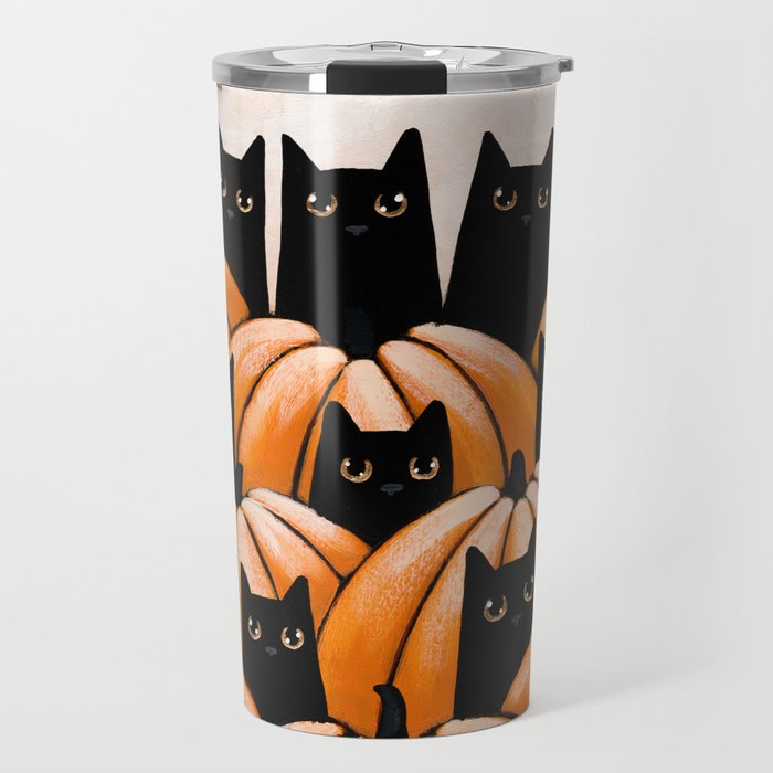 Black Cats in the Pumpkin Patch Travel Mug