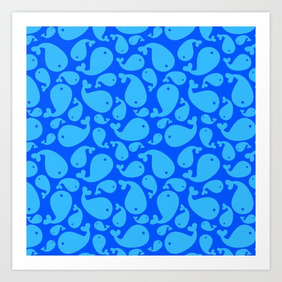 Blue whale pattern Art Print