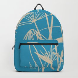 TROPICAL FLOWERS IN A VASE Backpack | Palmleaf, Aalto, Pastel, Tropical, Birdofparadise, Drawing, Blue, Botanical, Chalk Charcoal, Floral 